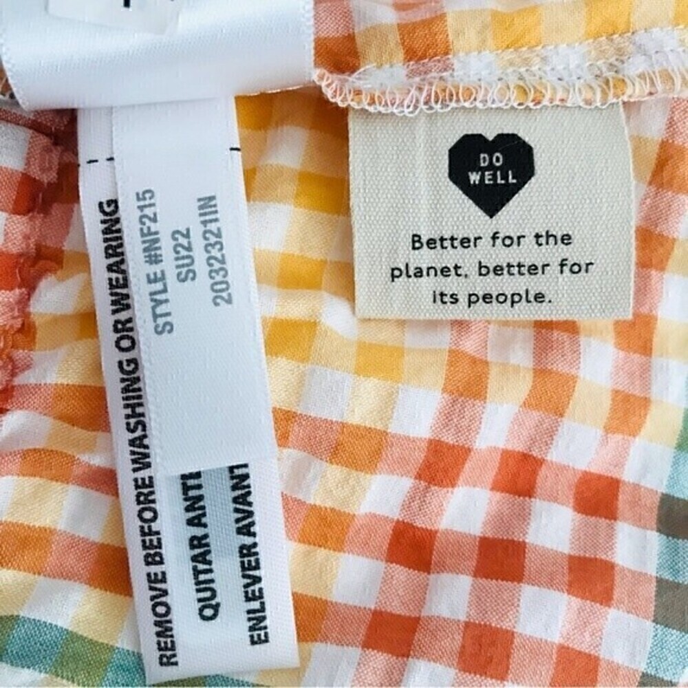 New! Madewell Rainbow Gingham Check Gauzy Top Seersucker Sophia Peplum Tank - Picture 10 of 10
